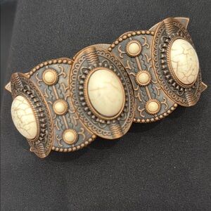 Vintage Style Bronze and Cream Bracelet #47